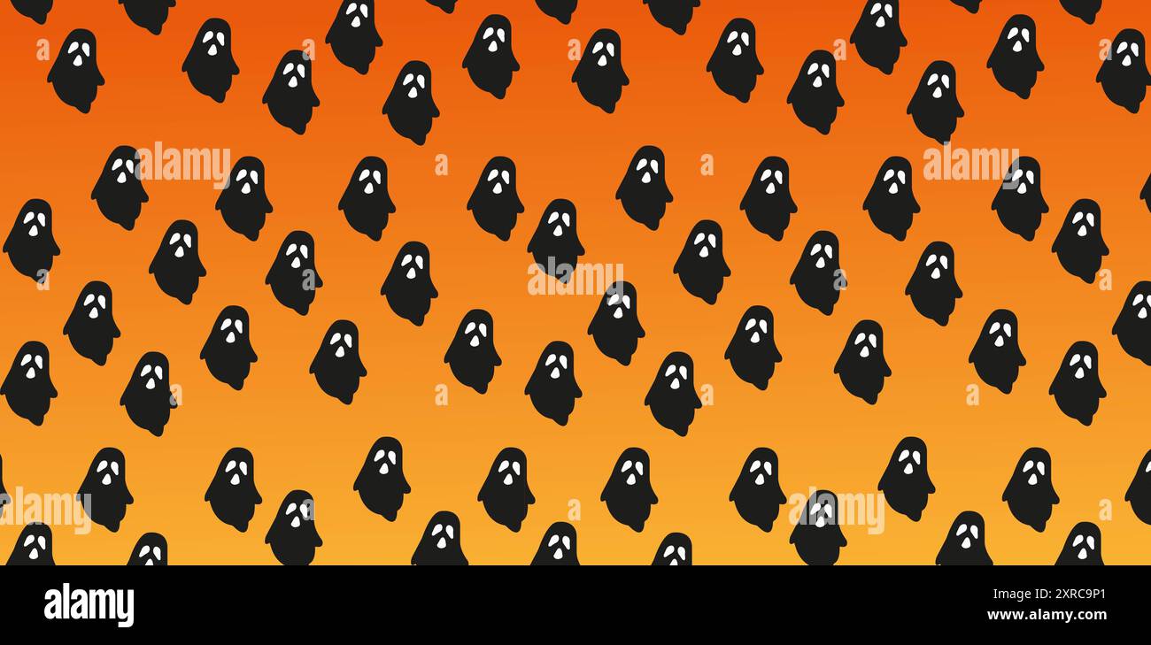 Halloween nahtloser Hintergrund mit Spinnen und Geistern. Ideal für Geschenkpapier, Website-Hintergrundbilder, Textilien und Tapeten. Vektorabbildung Stockfoto