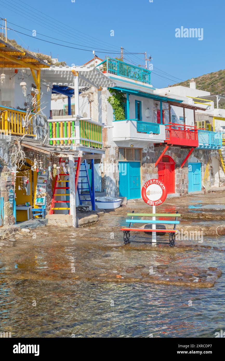 Das kleine Fischerdorf Klima, Klima, Milos, Kykladen, Griechenland Stockfoto