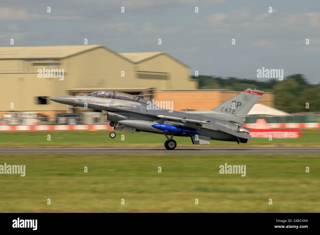 USAF F-16C Fighting Falcon, Ankunft beim Royal International Air Tattoo 2024 Stockfoto