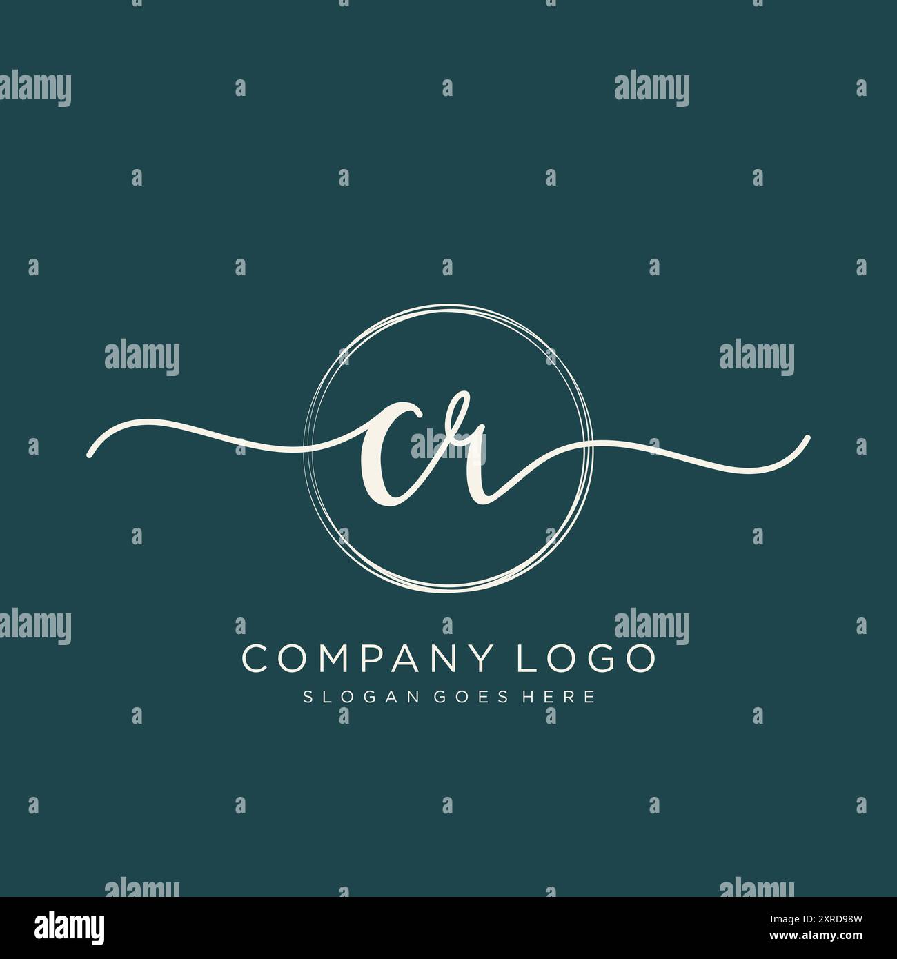 CR-Logo-Design für erste Handschrift Stock Vektor