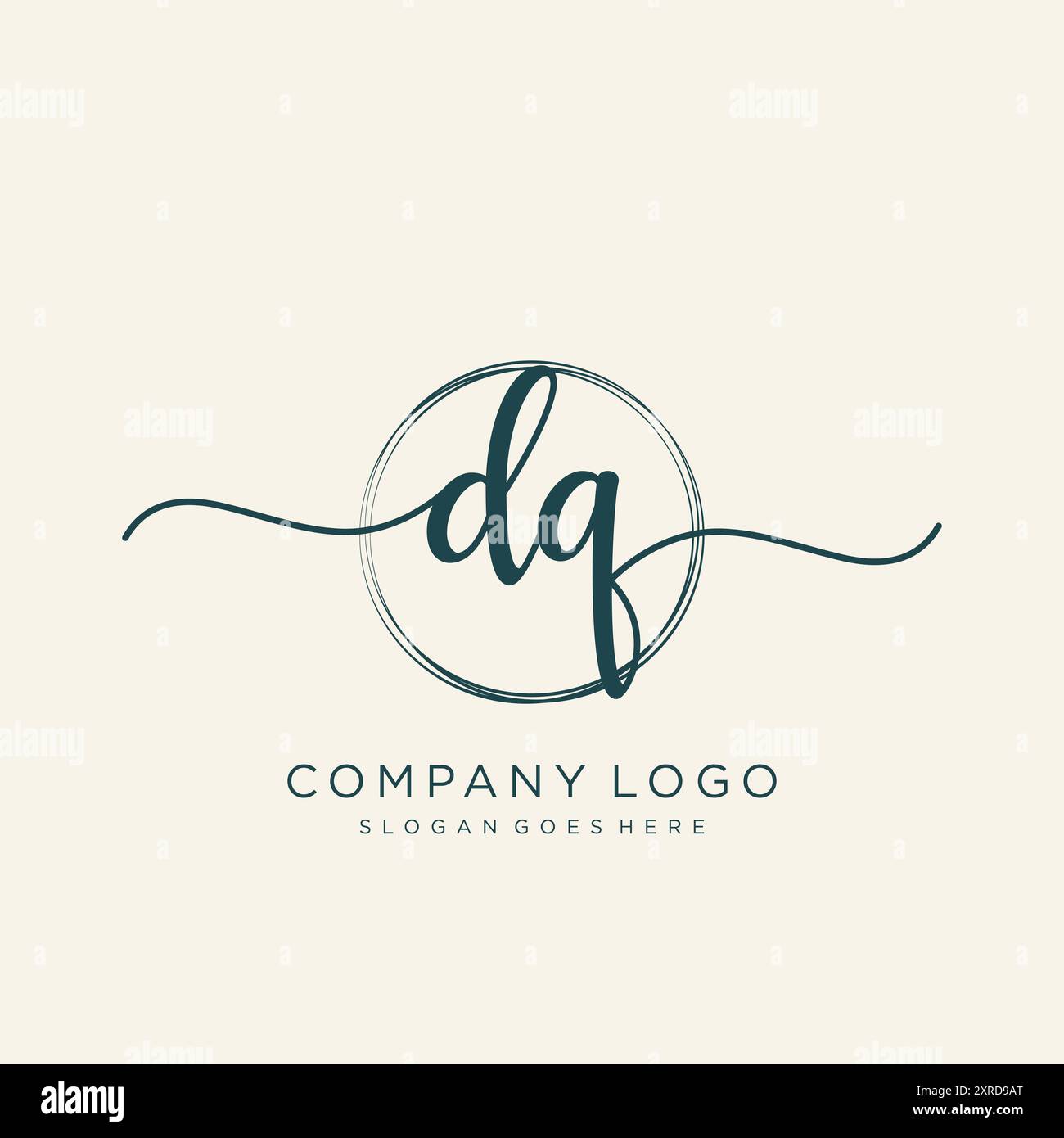 DQ Initial Handschrift Logo Design Stock Vektor