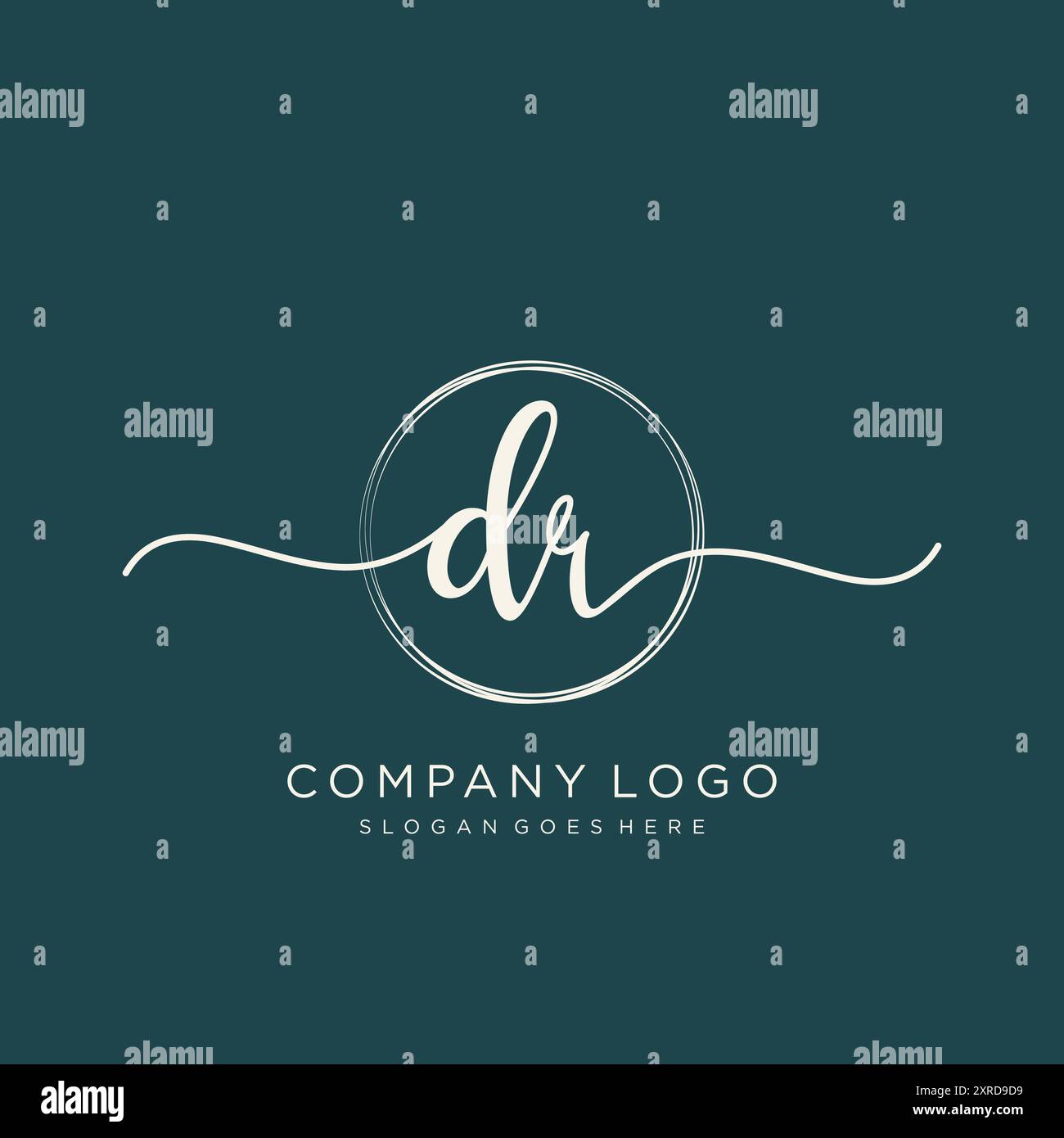 DR Initial Handschrift Logo Design Stock Vektor