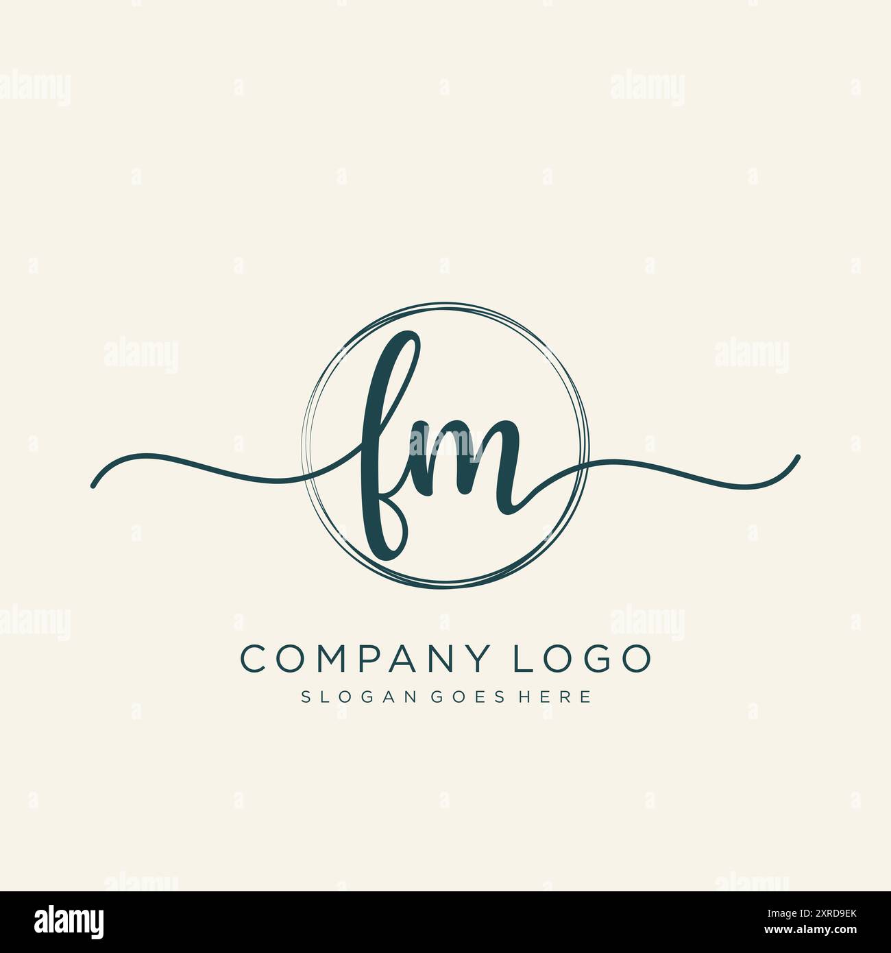 FM Initial Handschrift Logodesign Stock Vektor