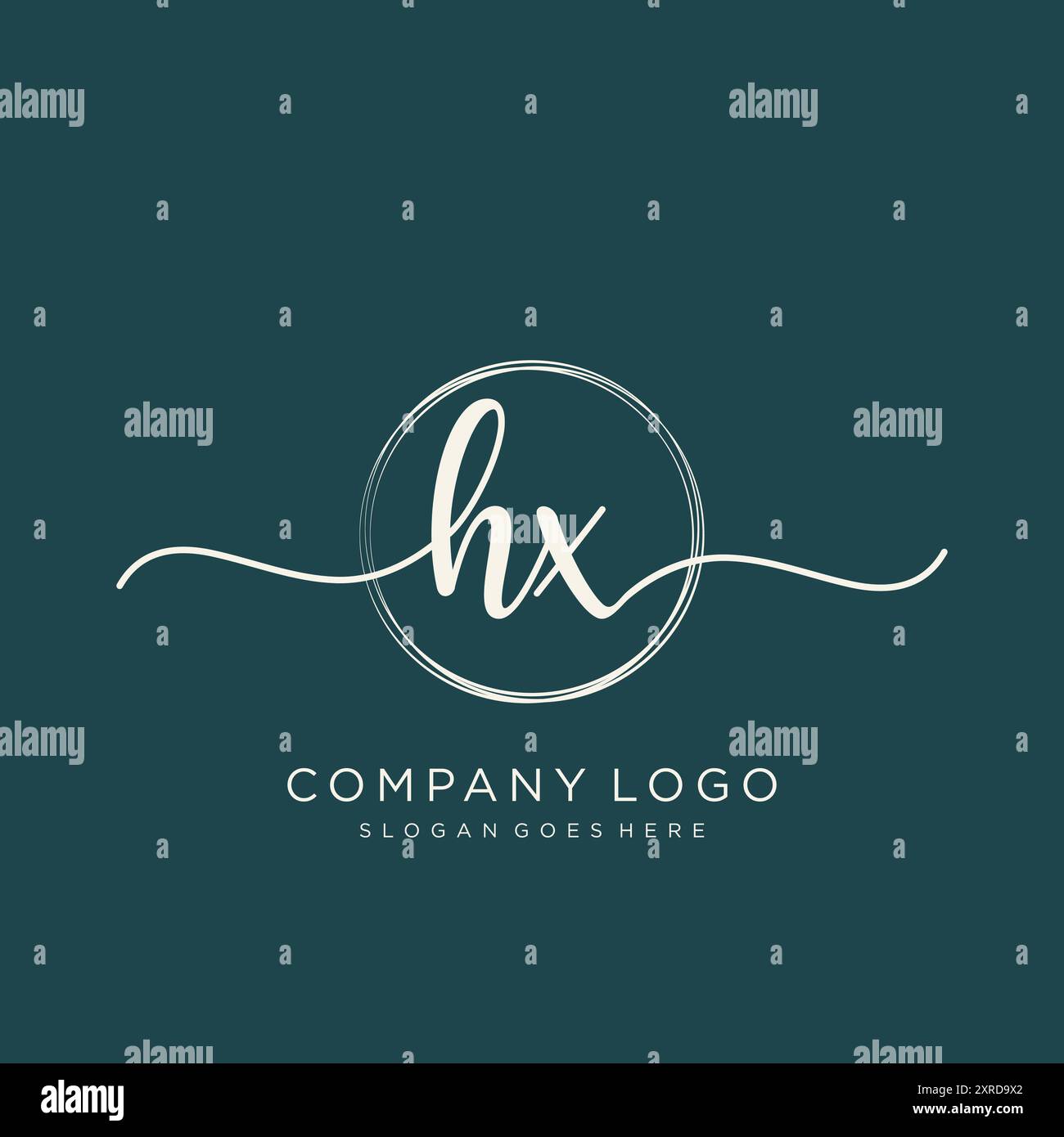 HX Initial Handschrift Logo Design Stock Vektor