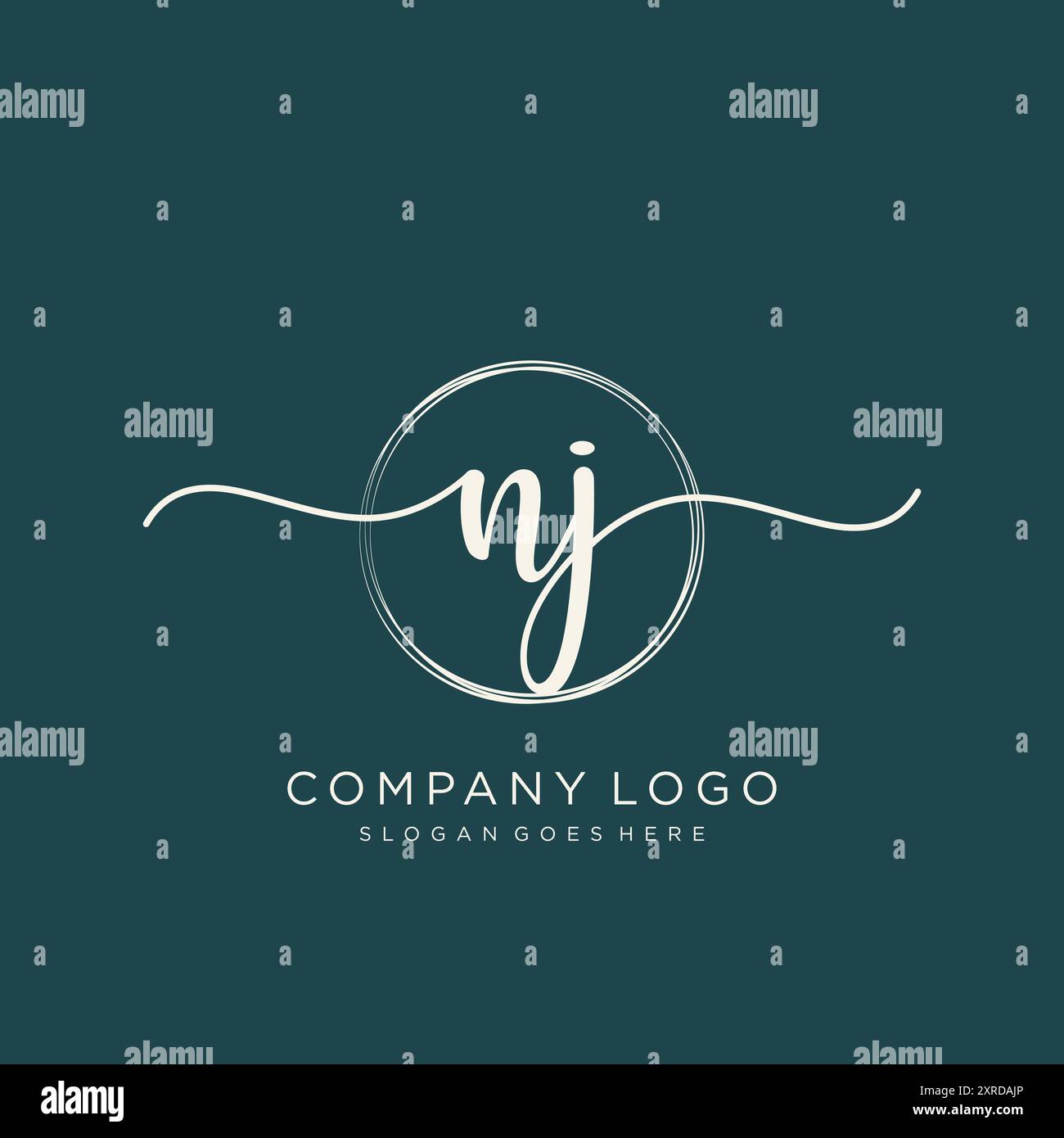 NJ Initial Handschrift Logo Design Stock Vektor