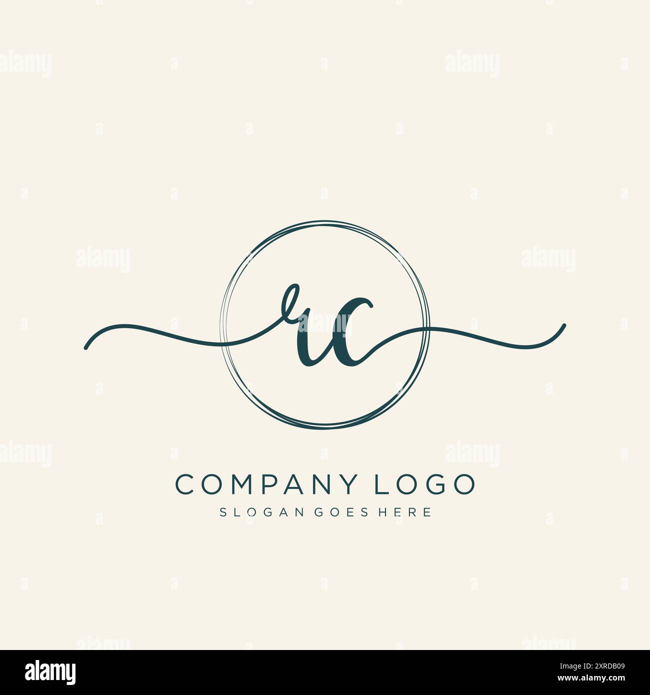 RC Initial Handschrift Logo Design Stock Vektor