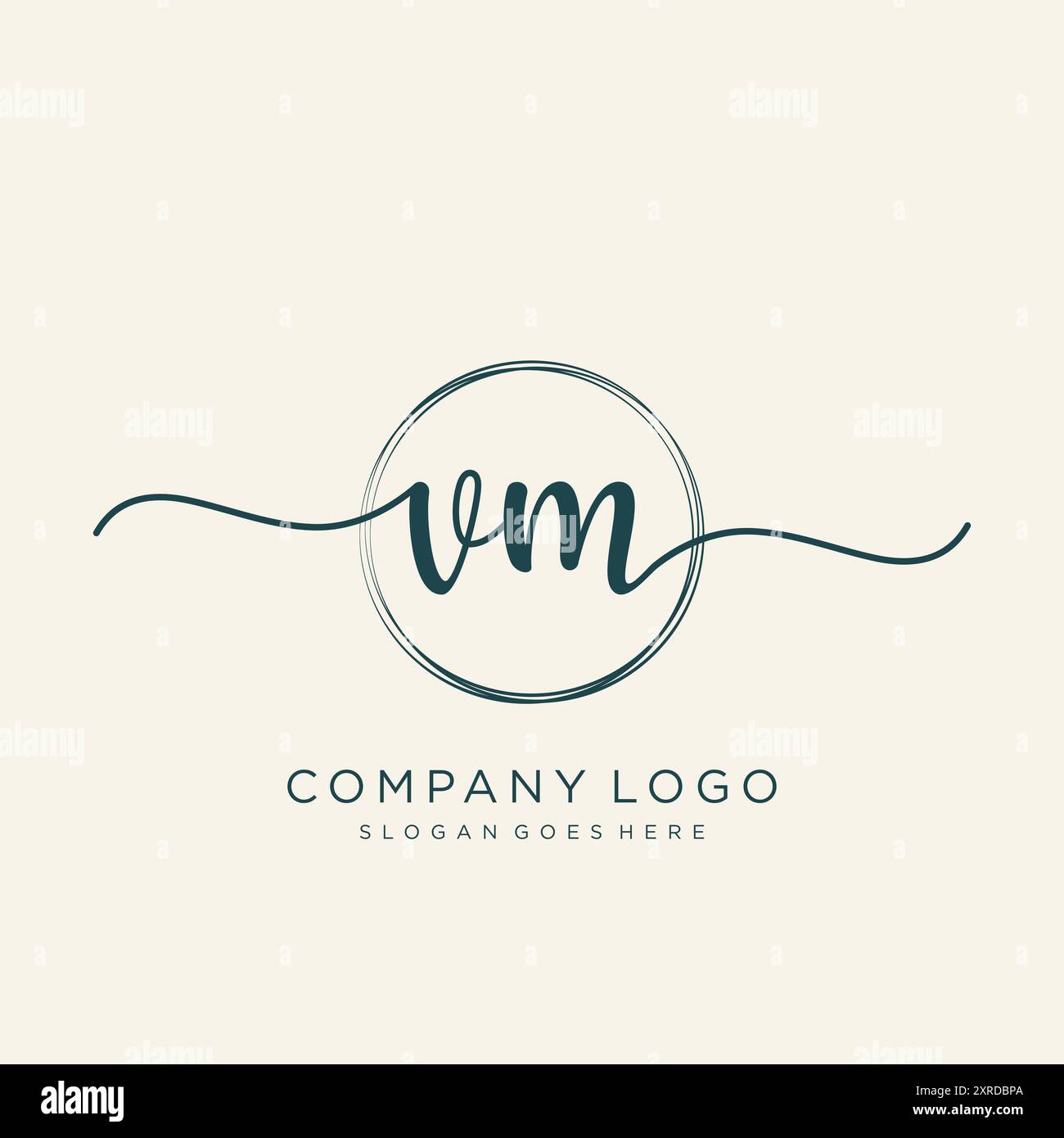 VM Initial Handschrift Logo Design Stock Vektor