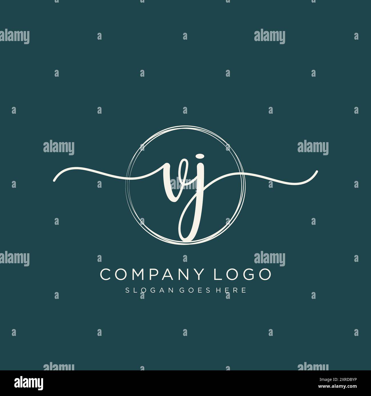 VJ Initial Handschrift Logo Design Stock Vektor