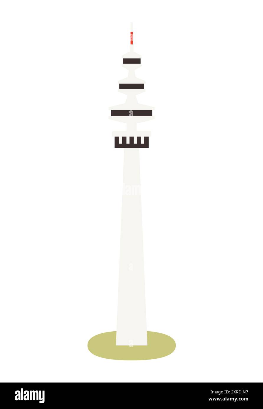 TV-Tower-Gebäude isoliert auf weißem Hintergrund. Vektorabbildung. Stock Vektor