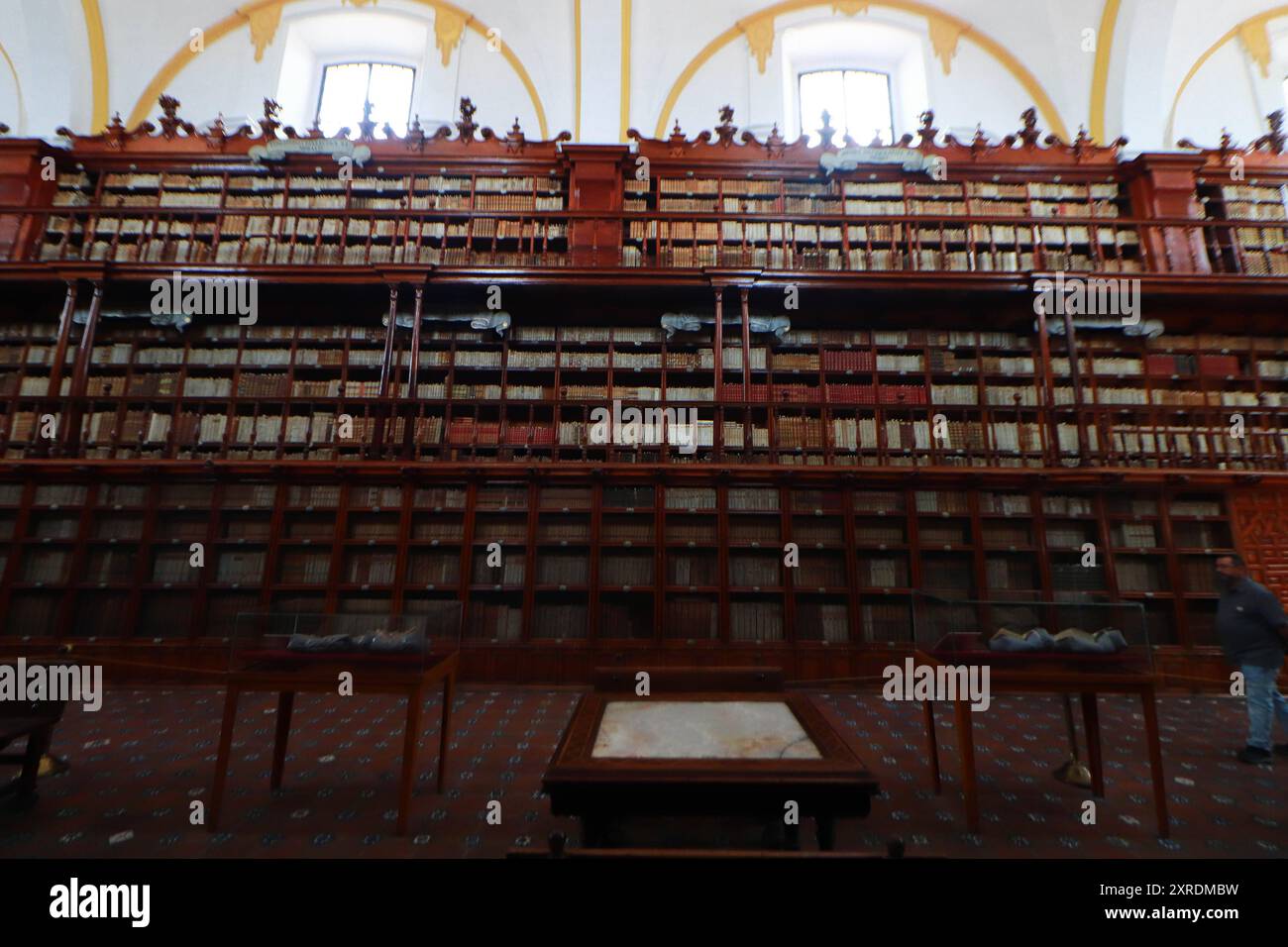 Die Palafoxiana-Bibliothek Allgemeine Ansicht der Palafoxiana-Bibliothek, die sich im Herzen des historischen Zentrums der Stadt Puebla befindet und 1646 von Bischof Juan de Palafox y Mendoza gegründet wurde, gilt als die erste öffentliche Bibliothek in Amerika, ihre Sammlung, geschützt in Zedernregalen, ungefähr 45.000 Bücher. Am 9. August 2024 in Puebla, Mexiko. Heroica Puebla de Zaragoza Puebla Mexiko Copyright: XCarlosxSantiagox Stockfoto