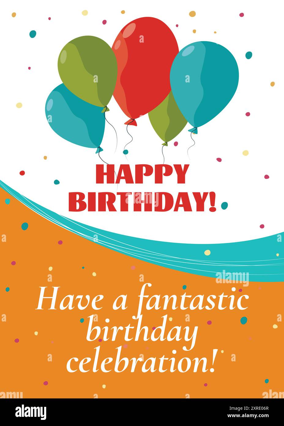 Geburtstagsgrußkarte. Helle Karte mit Ballons und Glückwunschtext Stock Vektor