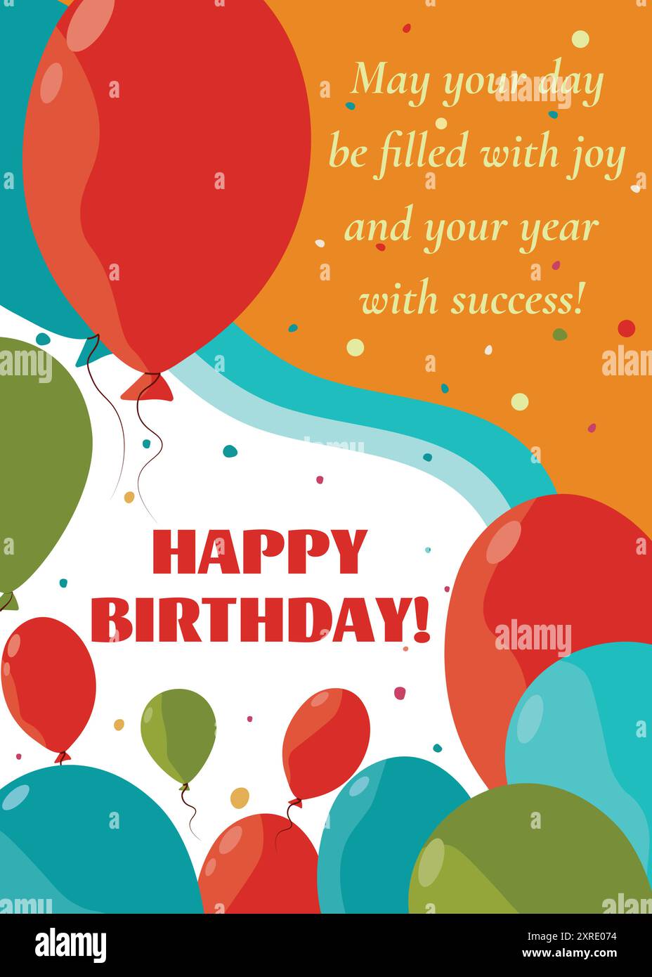 Geburtstagsgrußkarte. Helle Karte mit Ballons und Glückwunschtext Stock Vektor
