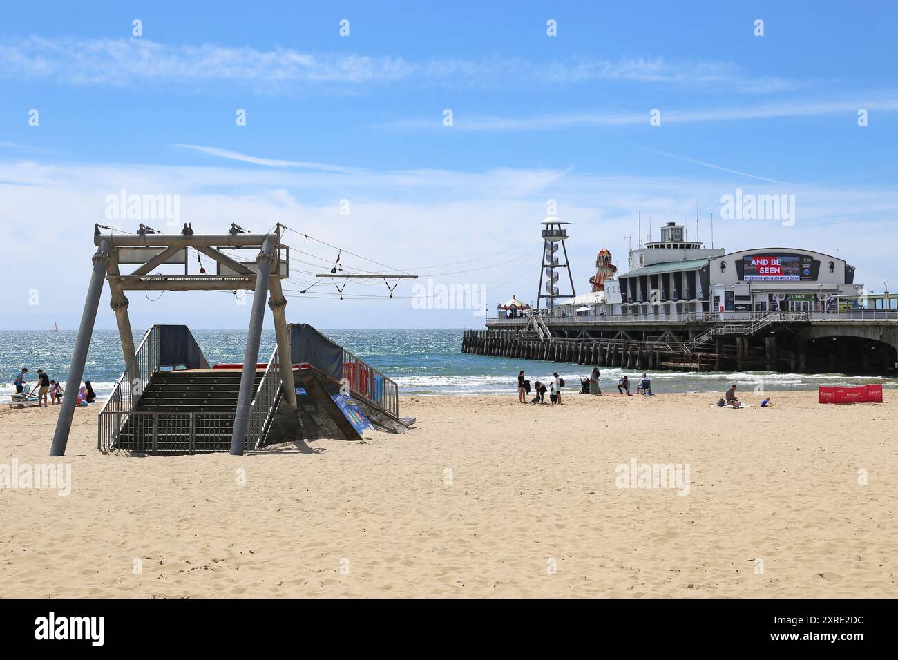 PierZip, East Beach, Bournemouth, Dorset, England, Großbritannien, Großbritannien, Großbritannien, Europa Stockfoto