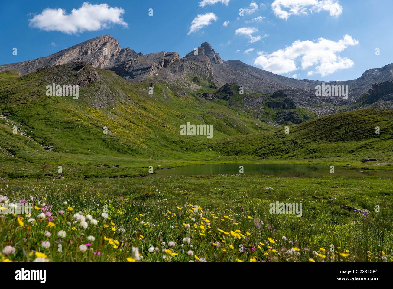 Blick auf das Varaita Valley neben dem Col Agnel Pass Stockfoto
