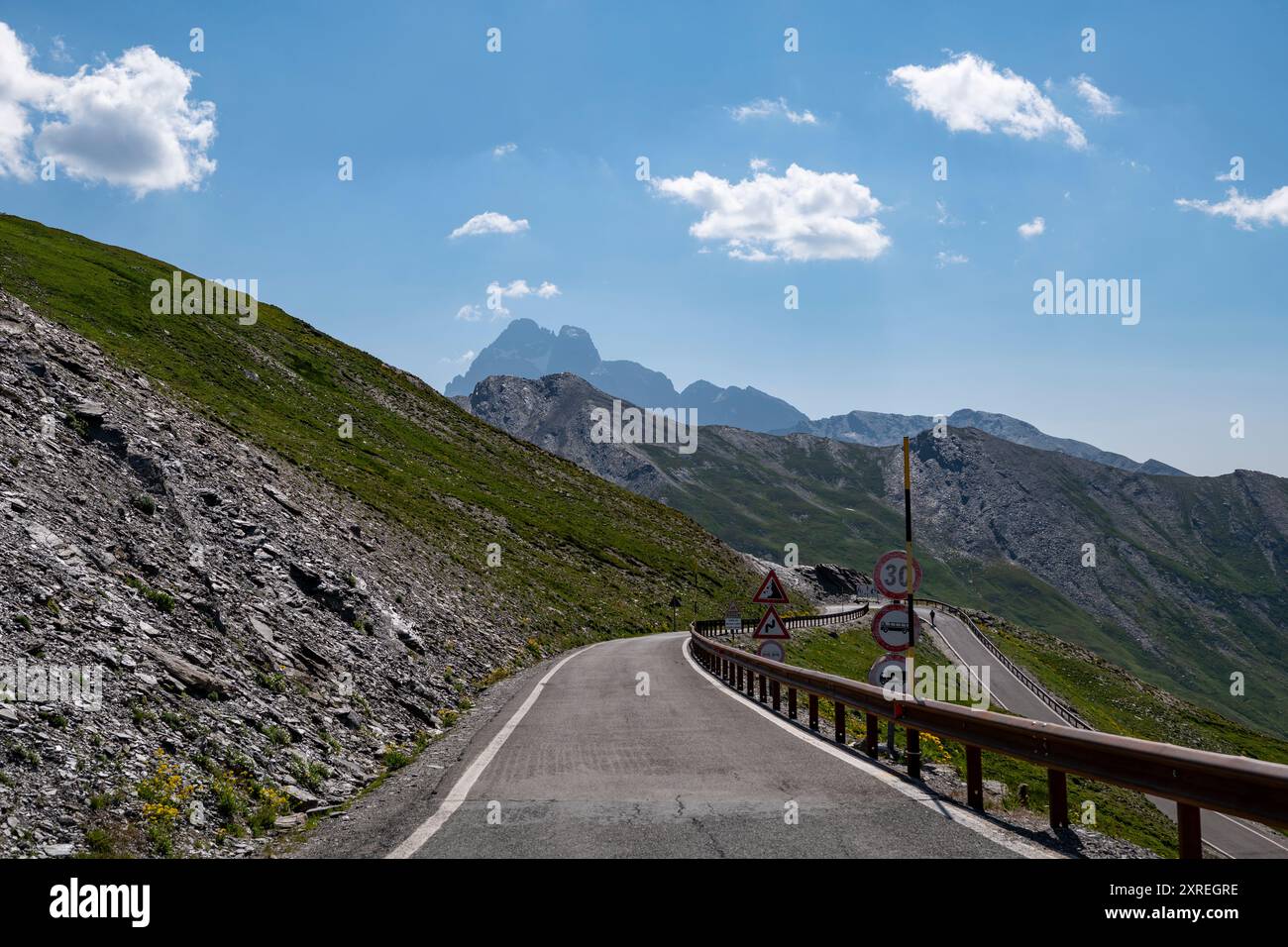 Blick auf das Varaita Valley neben dem Col Agnel Pass Stockfoto