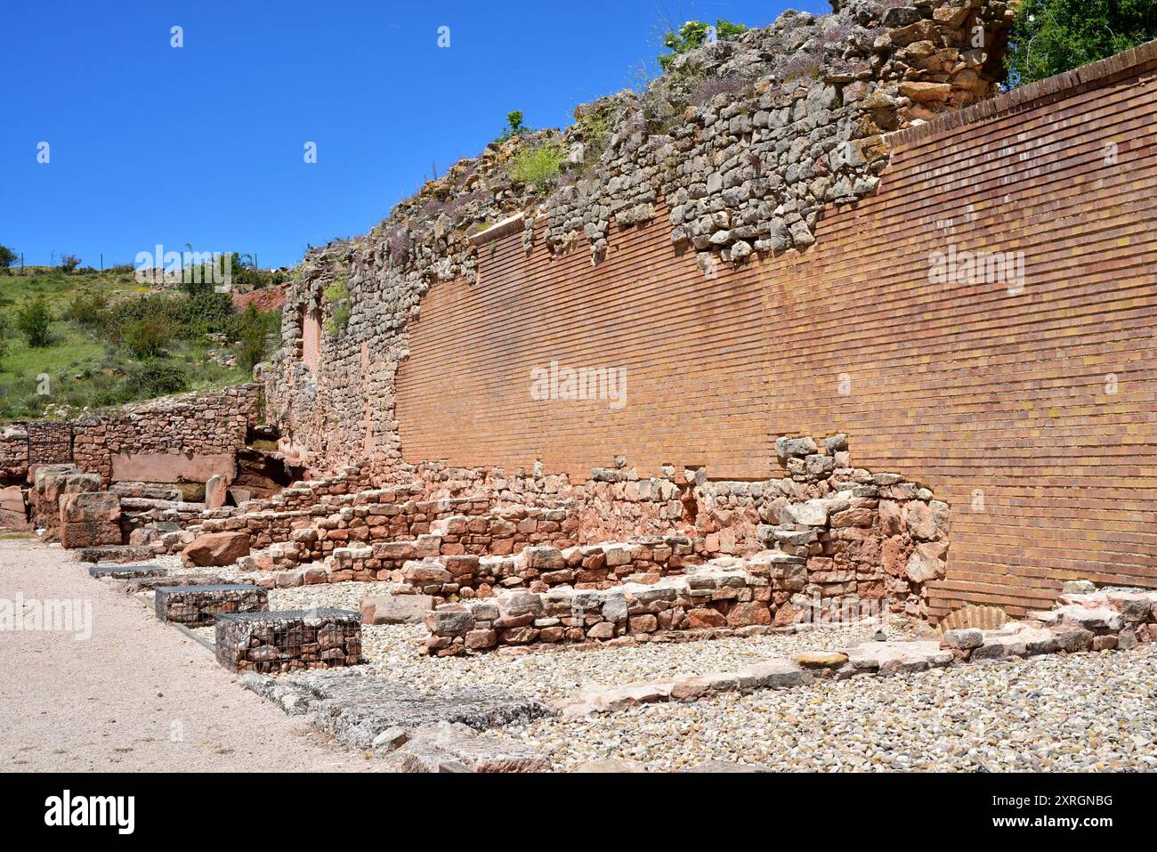 Tiermes, keltiberische und römische Stadt. Römisches Foro mit Tabernae. Gemeinde Montejo de Tiermes, Soria, Castilla y Leon, Spanien. Stockfoto