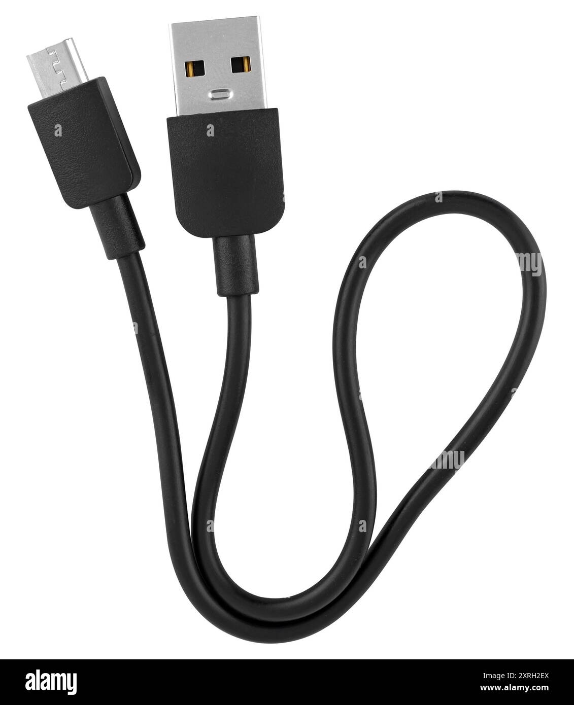 Kabel mit USB- und Micro-USB-Anschluss auf weißem Hintergrund in Isolierung Stockfoto
