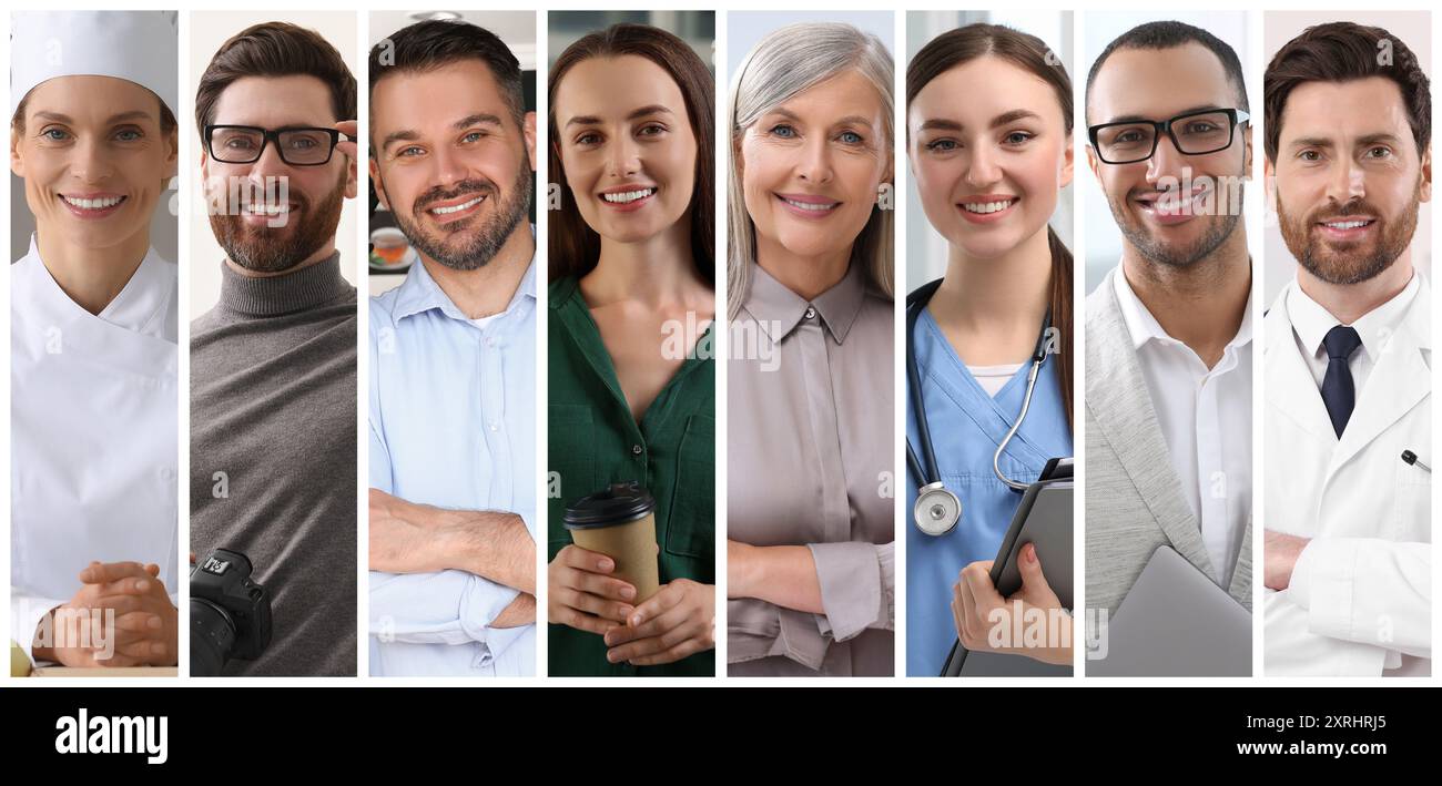 Verschiedene Berufe Collagen, Fotos verschiedener Menschen Stockfoto