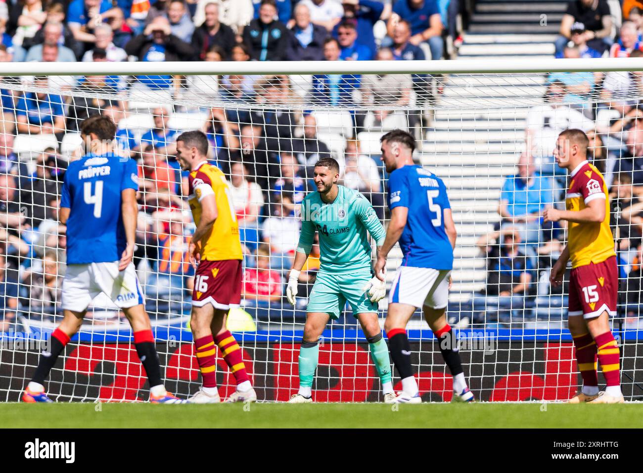 Glasgow, Schottland. August 2024. Aston Oxborough (GK 13 - Motherwell) Rangers vs Motherwell - William Hill SPFL Credit: Raymond Davies / Alamy Live News Stockfoto