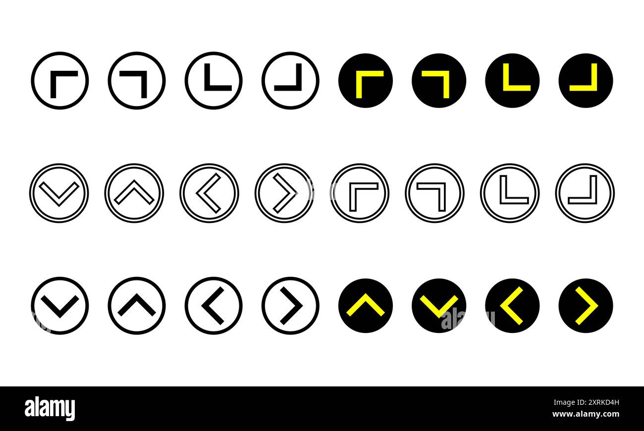 Pfeilsymbole für den Vorwärtspfeil. Symbole für Pfeilzeichen und Pfeilzeiger. Stock Vektor