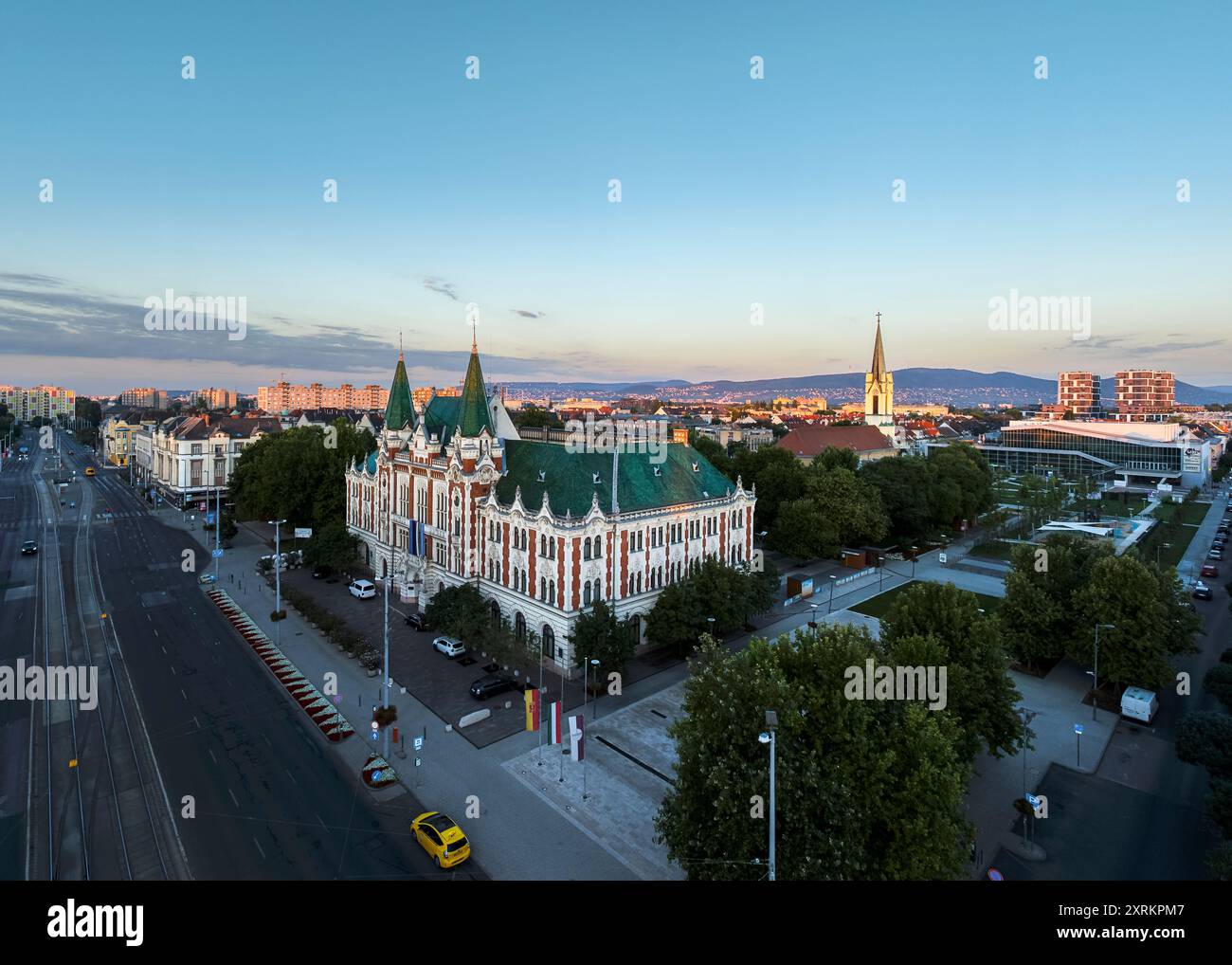 Citi Hall of Ujpest, 4. Bezirk, Budapest, Ungarn, ungarischer Name ist Ujpesti varoshaza. Stockfoto