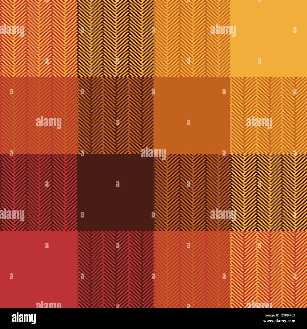 Auffälliges Schottenmuster, unkomplizierte gepixelte geometrische Textur, geeignet für Stoffkarierung, Picknick-Tischdecken oder Öltuch. Klassische Decke im Retro-Stil und trendiger Schal, dargestellt in Vektorkunst. Stock Vektor