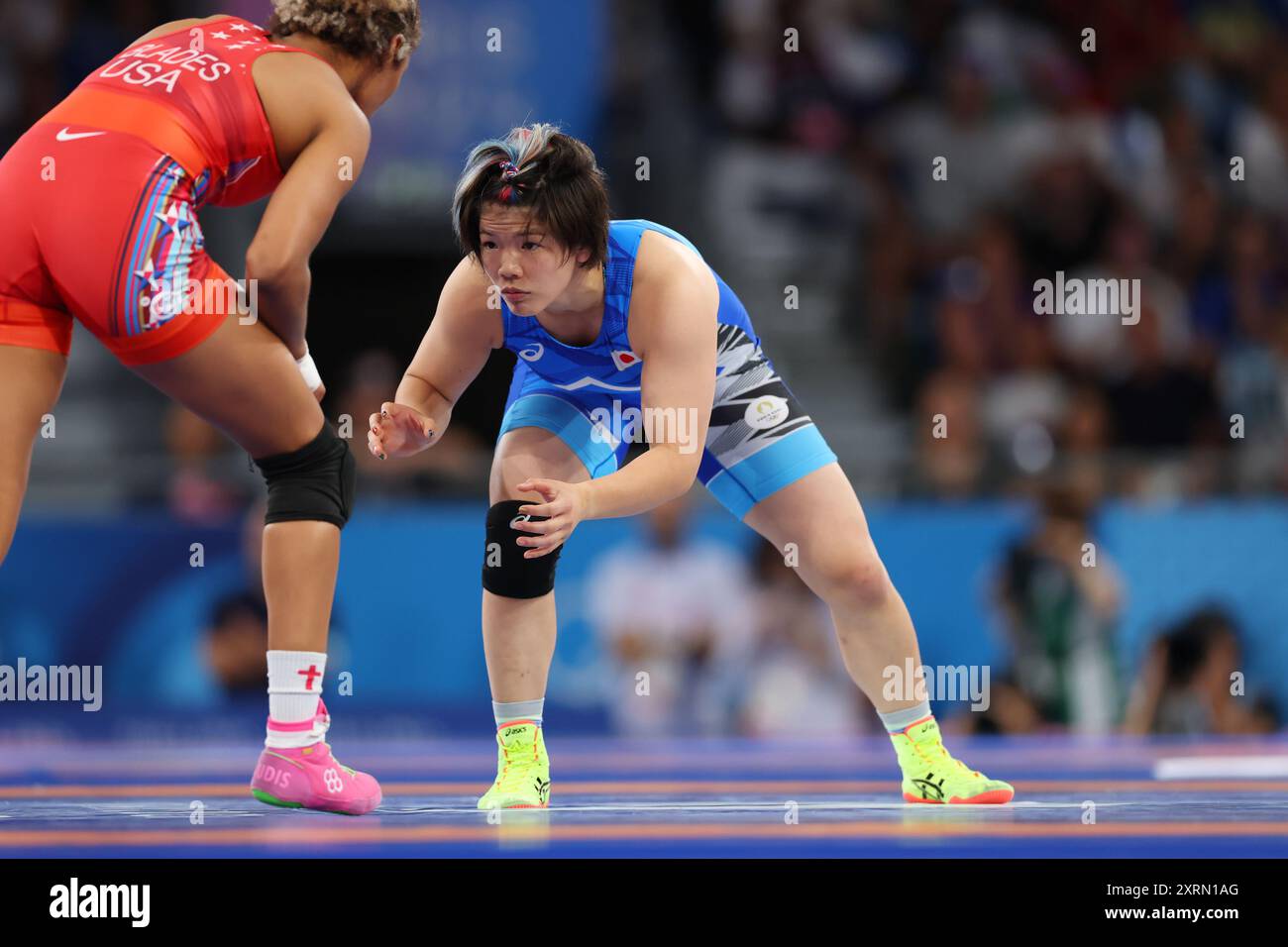 Paris, Frankreich. August 2024. Yuka Kagami (JPN) Wrestling : 76 kg-Finale der Frauen während der Olympischen Spiele 2024 in Paris in der Champ-de-Mars Arena. Quelle: Yohei Osada/AFLO SPORT/Alamy Live News Stockfoto