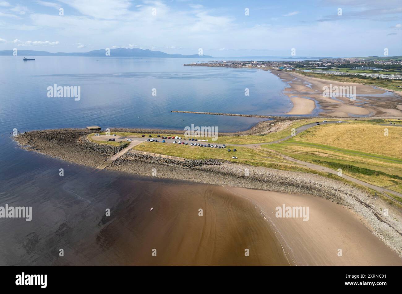 Drohnenansicht Stevenston Point, North Ayrshire, Schottland. Stockfoto