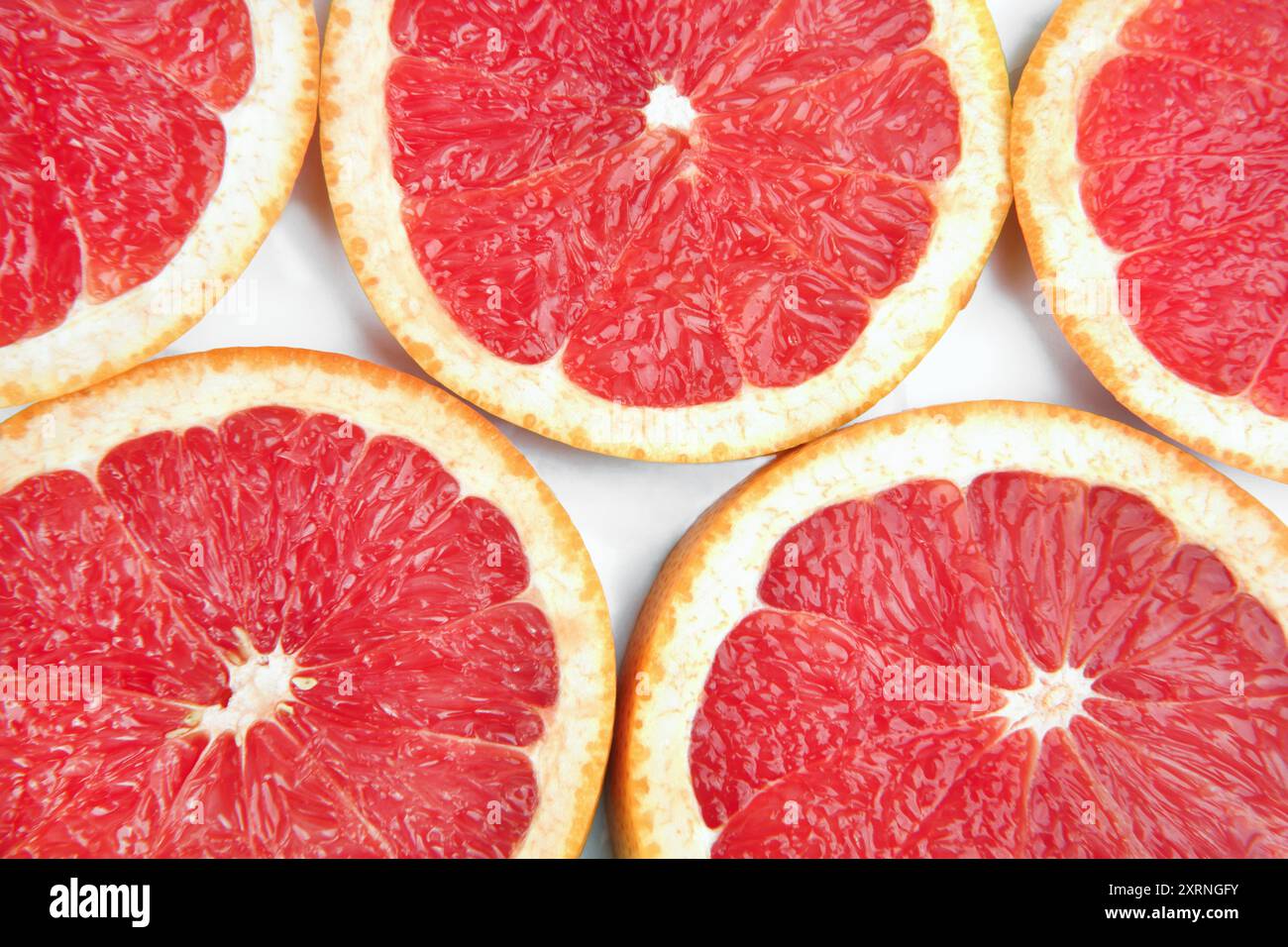 Nahaufnahme des Hintergrunds der Grapefruitscheiben Stockfoto