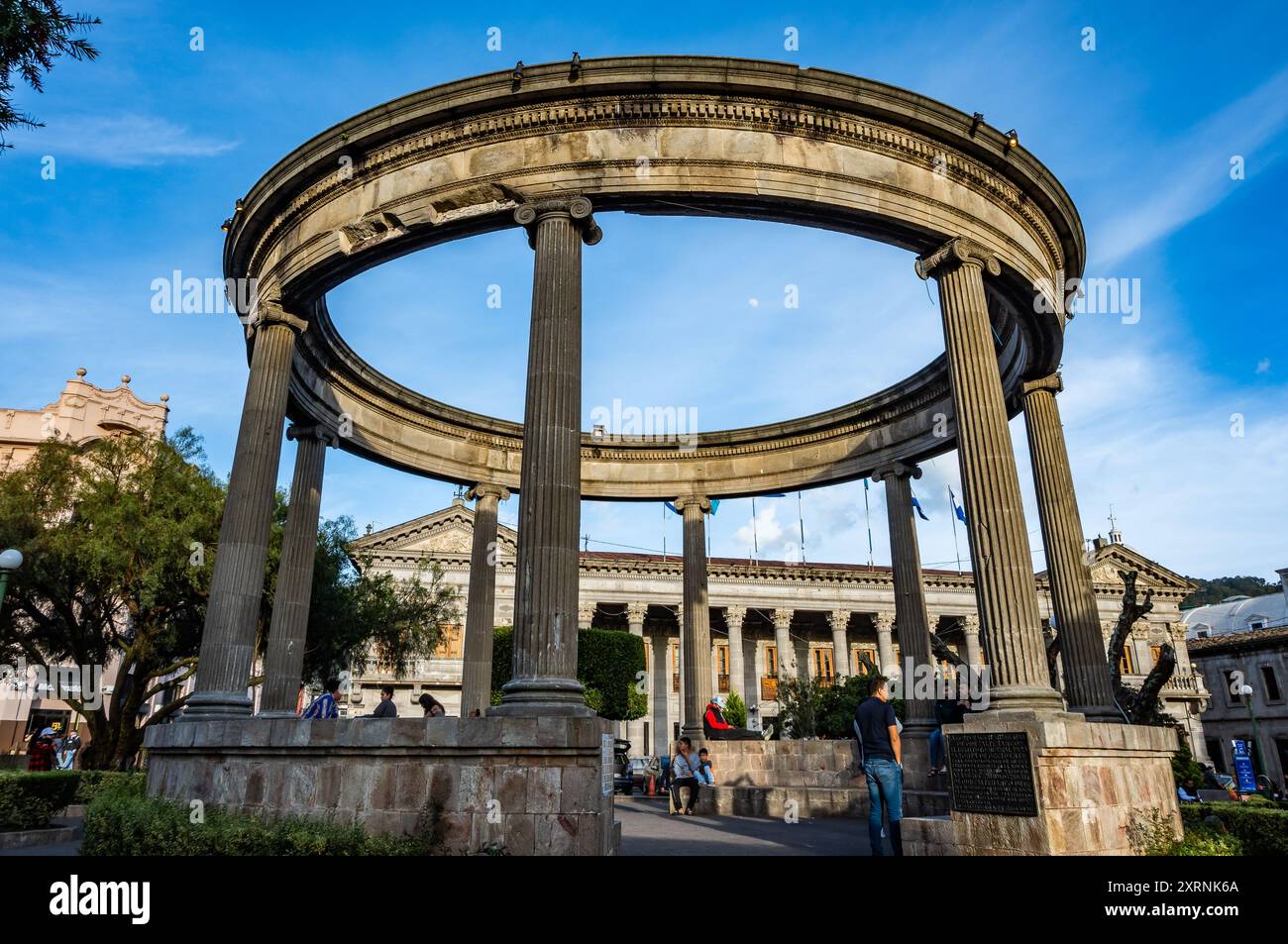 Denkmal im Parque Centro América. Quetzaltenango, Guatemala. Stockfoto