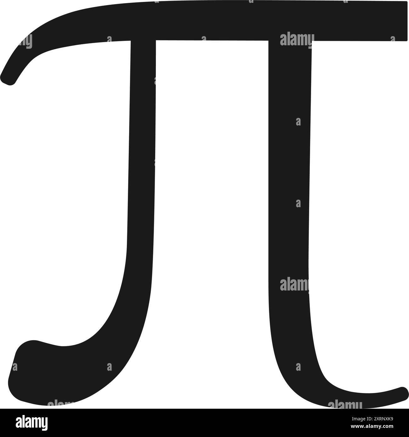 Pi mathematisches Symbol aus dem griechischen Alphabet in schwarz füllen Silhouettenvektor Stock Vektor