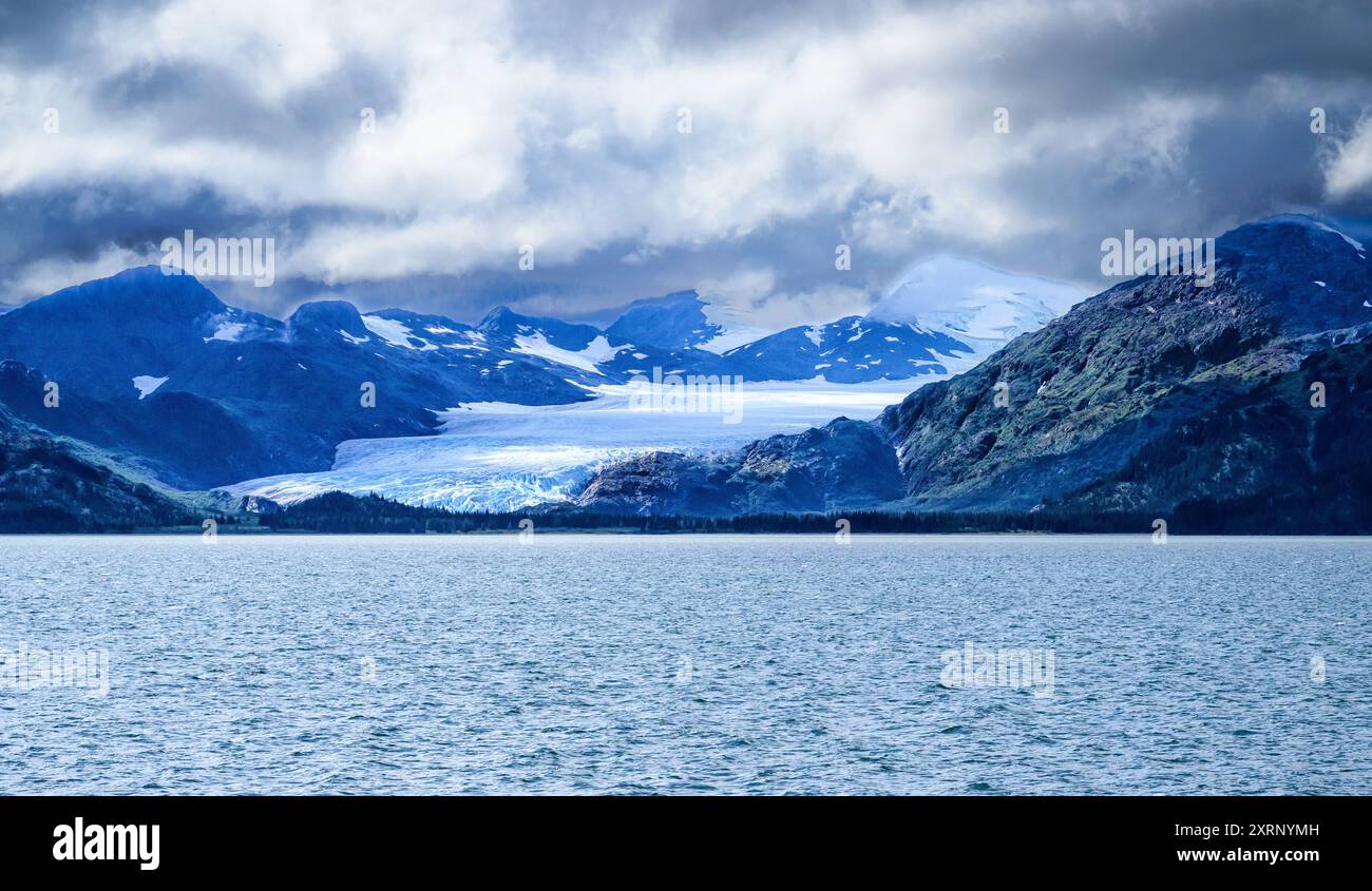Panoramablick auf den Yale-Gletscher in College Fjord, Prince William Sound, Alaska Stockfoto