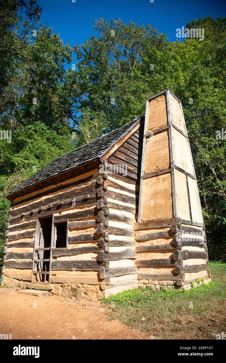 Sklavenhütte in George Washingtons Mount Vernon-Anwesen, genannt Dogue Run Farm Stockfoto