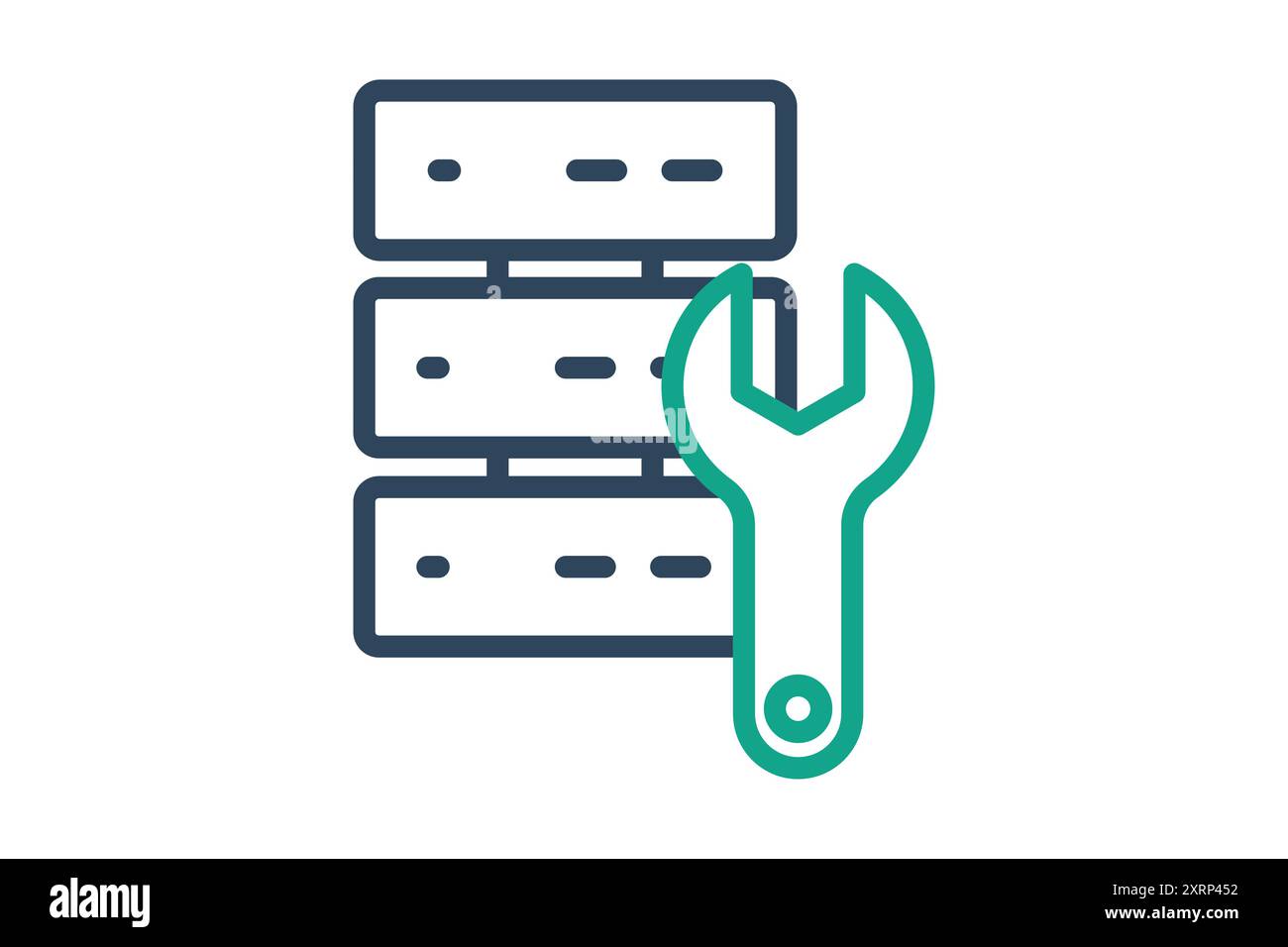 Symbol Data Engineering. Symbol für Technologie. Liniensymbolstil. Vektorillustration für Datenanalyselemente Stock Vektor