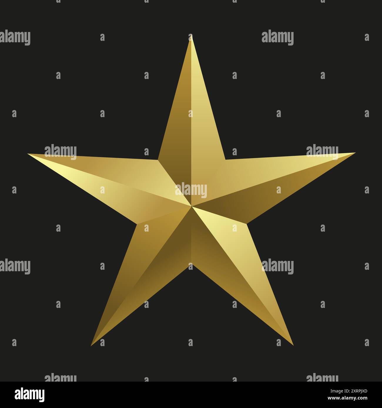 Ein realistischer goldener Stern in 3D-Luxus-Preisen aus Metall. Glänzende goldene Markierungen und Rezensionssymbole. Metallische Abzeichen Set der besten Qualität Vektor, Illustration Stock Vektor