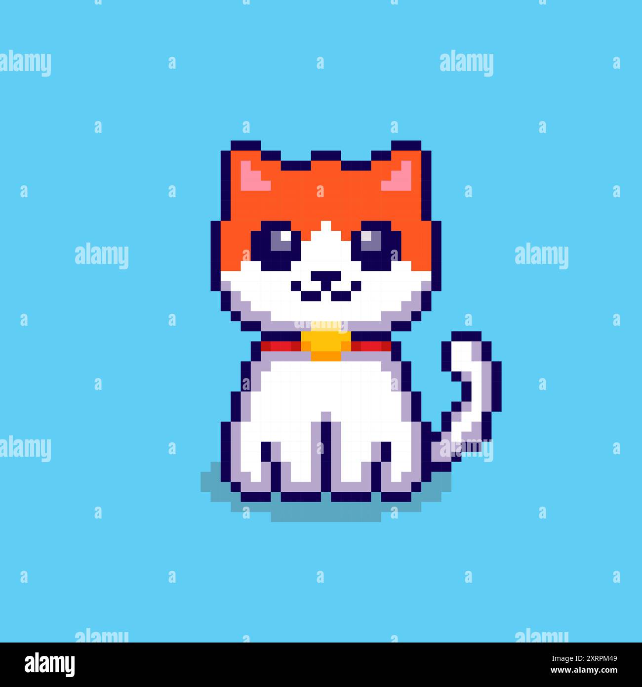 Vektor-Illustration der niedlichen orangen und weißen Katze mit Pixel Art Design, perfekt für Spielelemente thematische Designs Stock Vektor