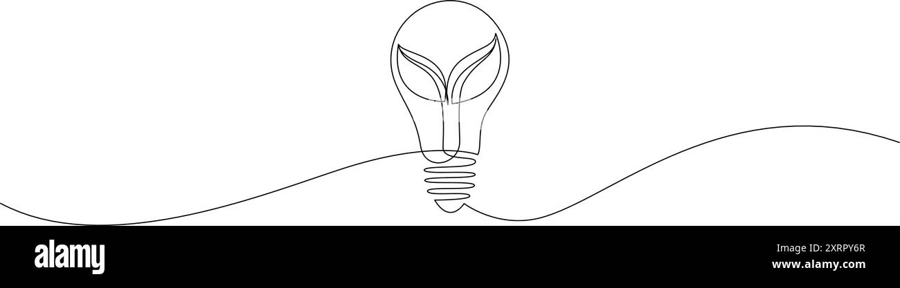 Pflanzen Sie in der Glühlampe eine durchgehende, einzeilige Zeichnung. Bearbeitbare Kontur. Vektorabbildung Stock Vektor