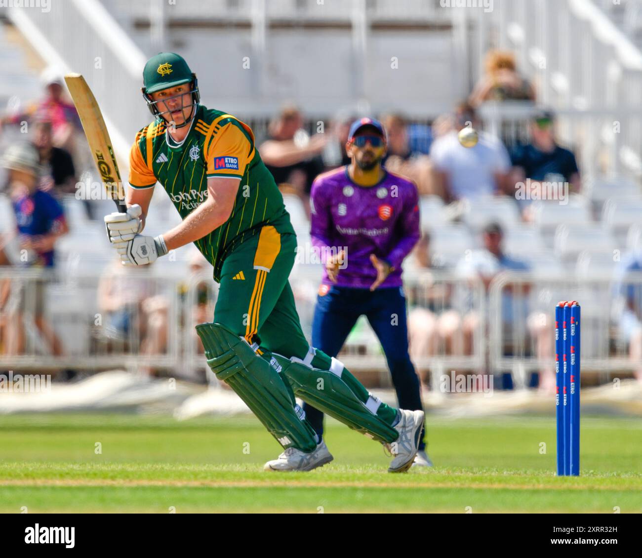 Nottingham, Vereinigtes Königreich 11. August 2024. Nottingham Outlaws gegen Essex CCC. Im Bild: Luke FLETCHER von Nottingham Outlaws, der beim One-Day Cup-Match Nottinghamshire gegen Essex in Trent Bridge, Nottingham, Großbritannien, 11. August 2024 spielte. Quelle: Mark Dunn/Alamy Live News. Stockfoto