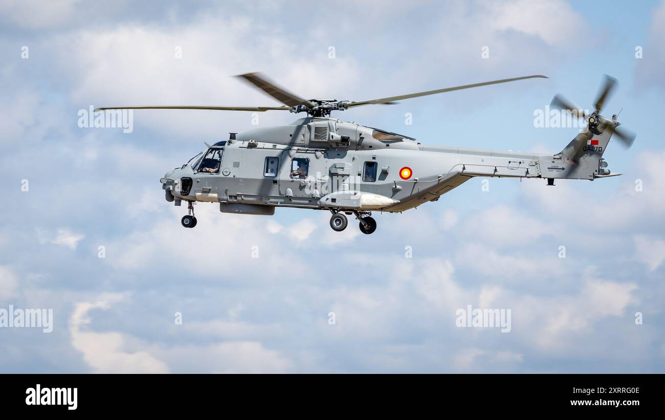 NHIndustries NH90, die bei der RAF Fairford angekommen ist, um an der statischen Ausstellung des Royal International Air Tattoo 2024 teilzunehmen. Stockfoto