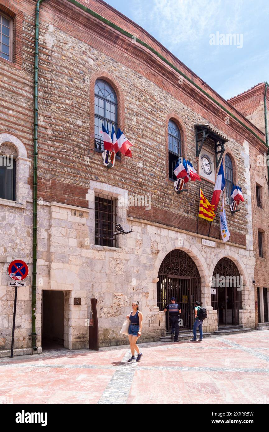 Hôtel de Ville, Rathaus, 14. Century, Perpignan, Pyrénées Orientales, Occitanie, Frankreich Stockfoto