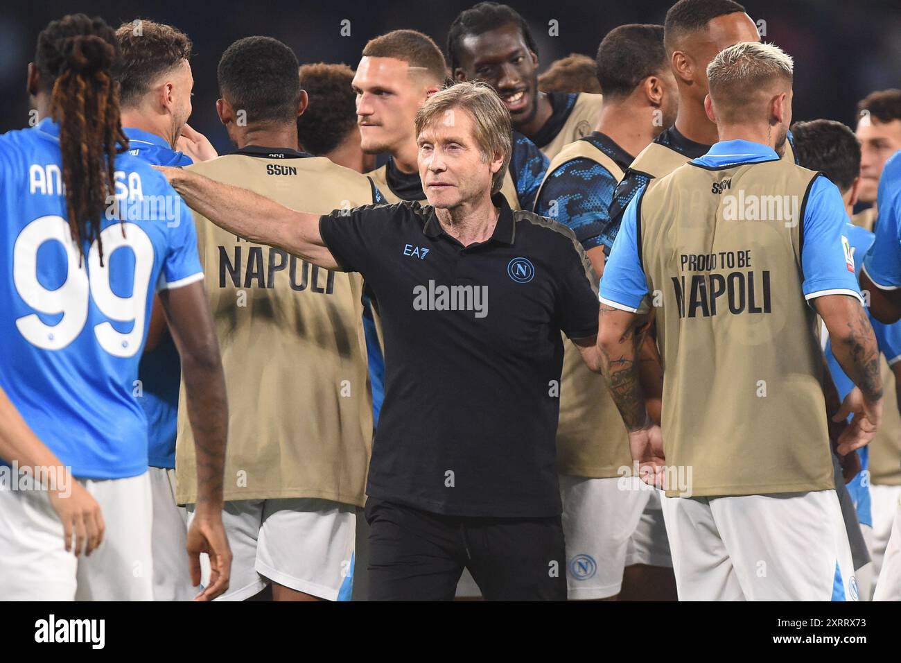 Neapel, Italien. August 2024. Gabriele Oriali Teammanager des SSC Napoli feierte am 10. August 2024 das Coppa Italia-Spiel zwischen SSC Napoli und Modena FC im Stadio Diego Armando Maradona Neapel Italien. Franco Romano/Alamy Live News Stockfoto