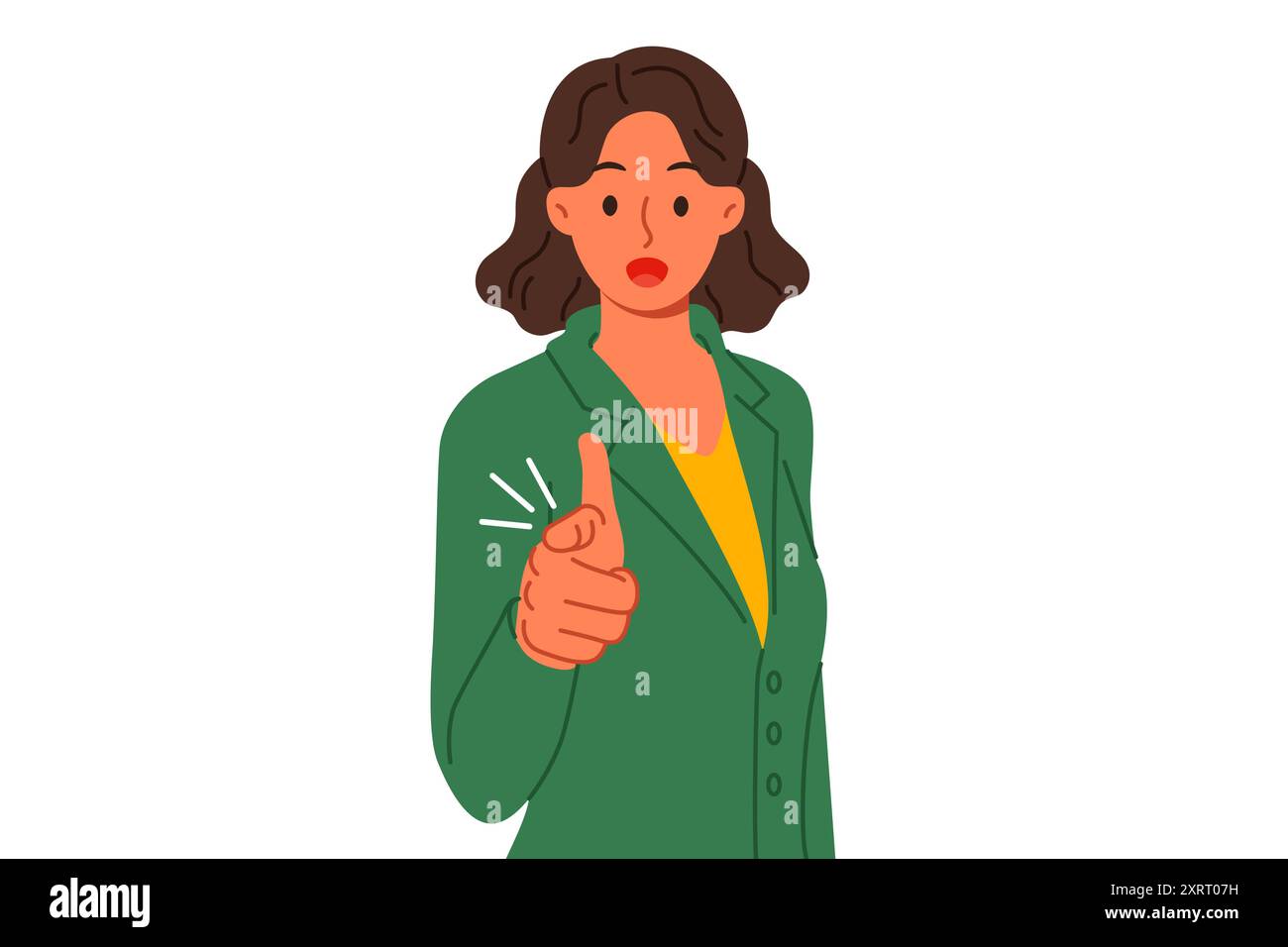 Geschäftsfrau zeigt mit dem Finger auf den Bildschirm und beschuldigt Sie, keine Maßnahmen zu ergreifen, um Erfolg im Leben zu erzielen Stock Vektor