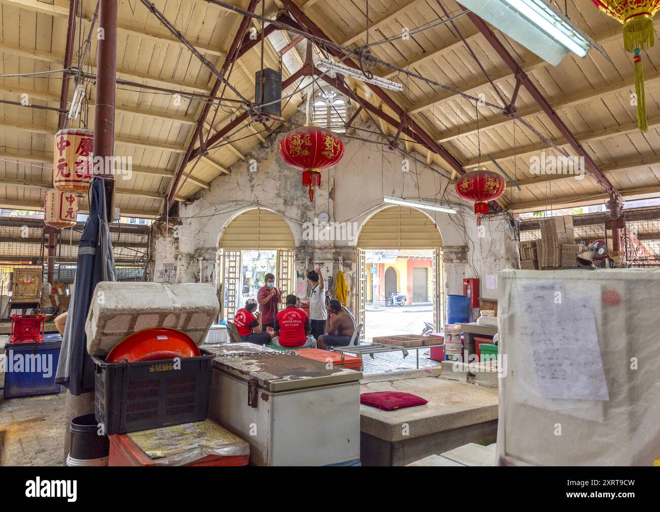 Alter Kolonialmarkt, Penang Island, George Town, Malaysia Stockfoto