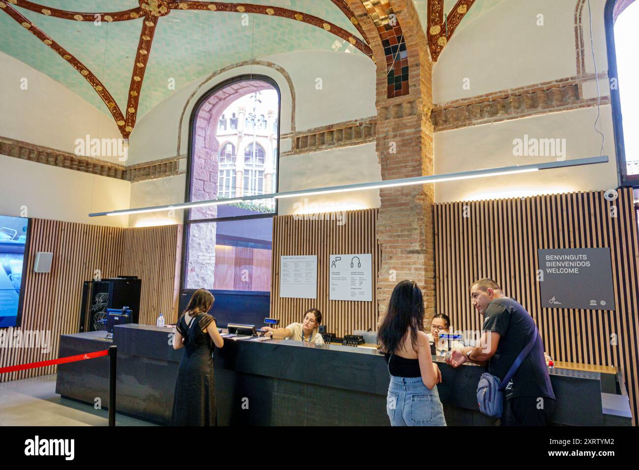 Barcelona Spanien,Katalonien Catalunya,El Guinardo,Recinte Modernista de Sant Pau,historisches ehemaliges Hospital de la Santa Creu Pavillon Komplex,Katalanischer Modus Stockfoto