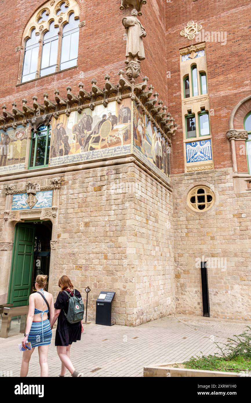 Barcelona Spanien,Katalonien Catalunya,El Guinardo,Recinte Modernista de Sant Pau,historisches ehemaliges Hospital de la Santa Creu Pavillon Komplex,Katalanischer Modus Stockfoto