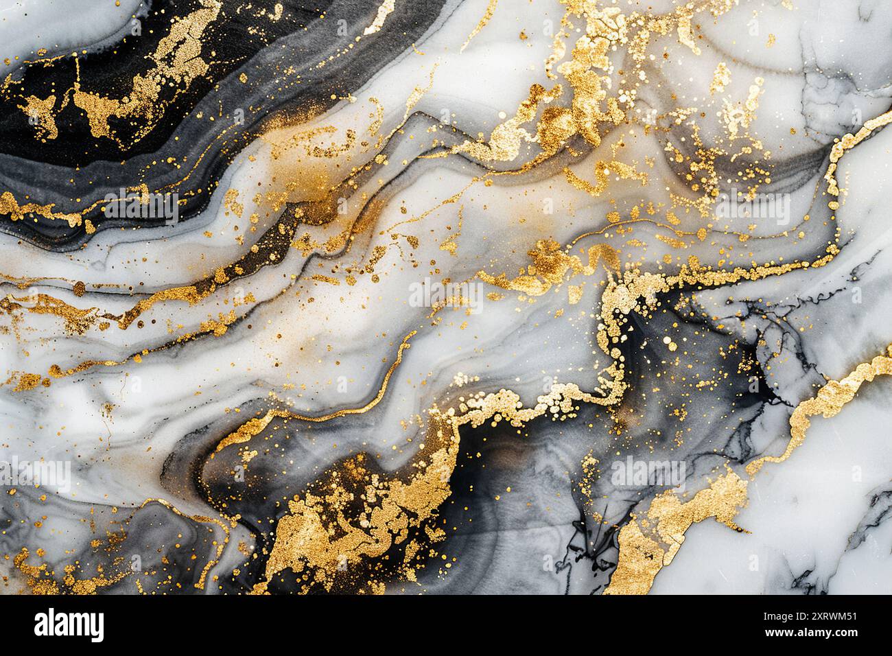 Schwarz-Gold Marmor Textur Tapete Hintergrund Design Kunstwerk, Grunge Textur Hintergrund. Zeitgenössische Kulisse mit Acryl- und Ölfarbe. Stockfoto