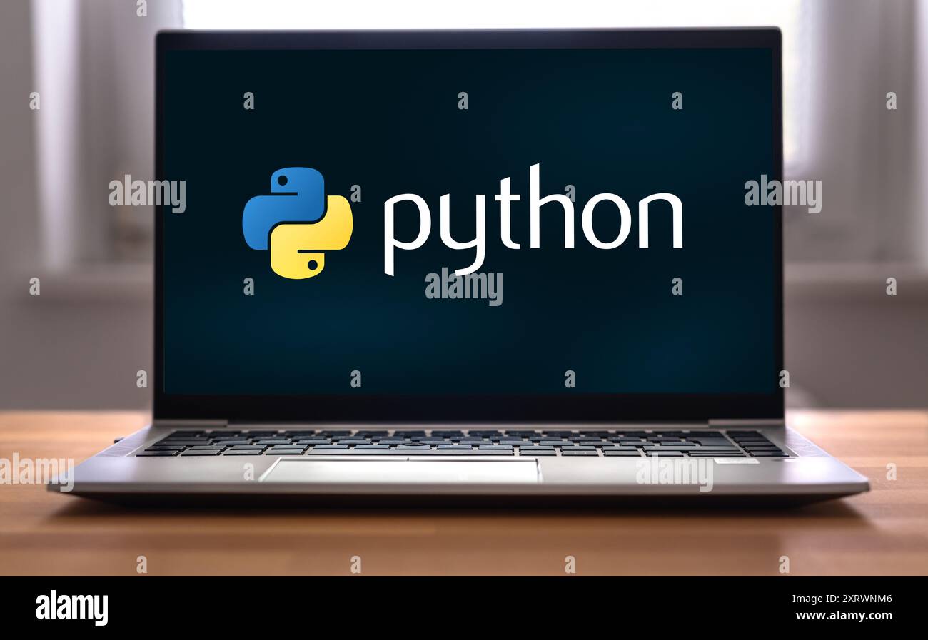 Das Logo der Python-Programmiersprache wird angezeigt Stockfoto