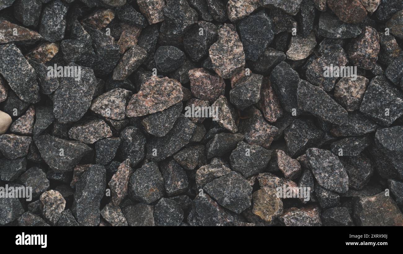 Steinweg, Blick auf die Kopfsteinpflaster von oben. Hintergrundsteine Stockfoto