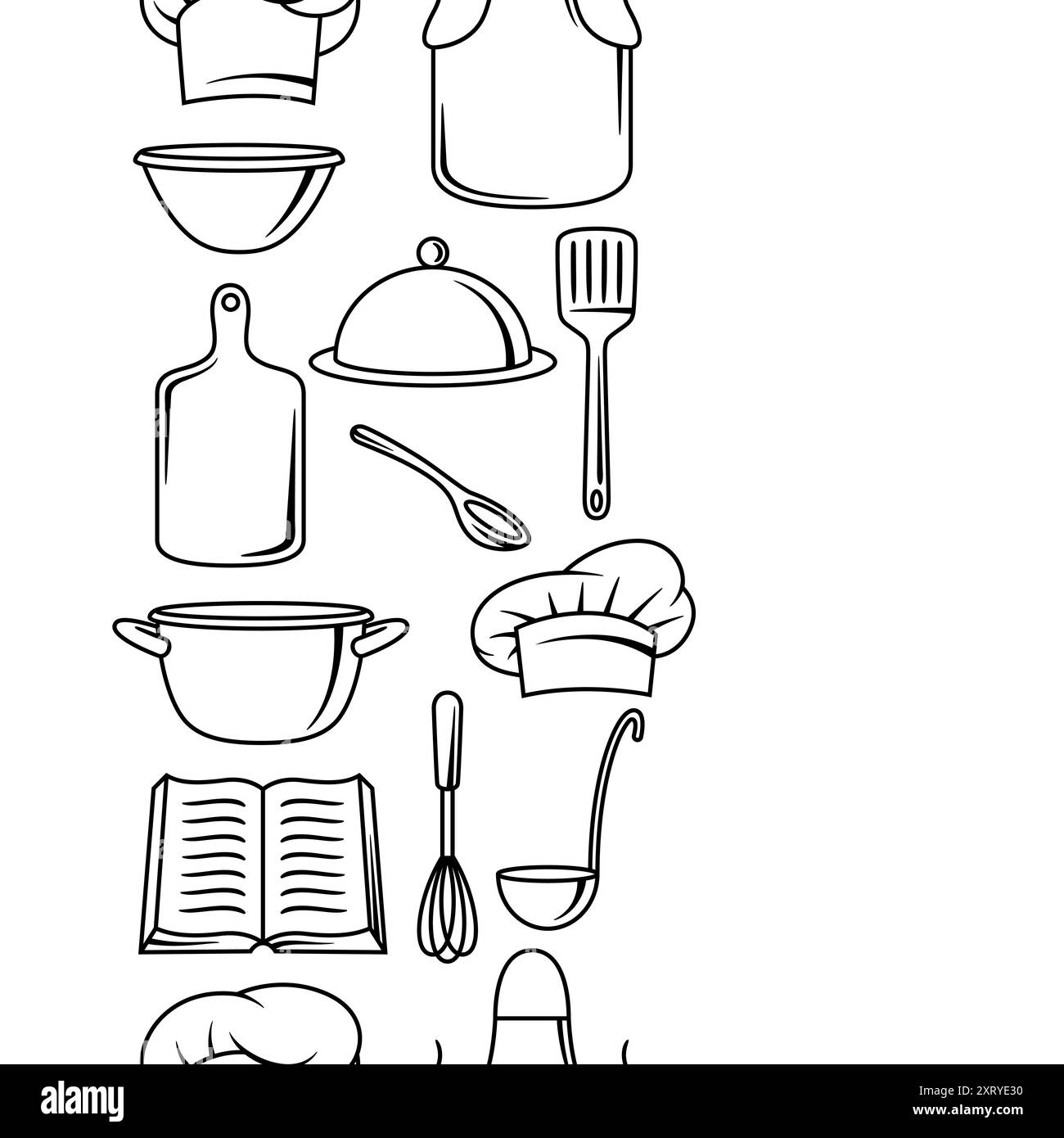 Muster mit Küchenutensilien. Kochutensilien für Zuhause und Restaurant. Stock Vektor