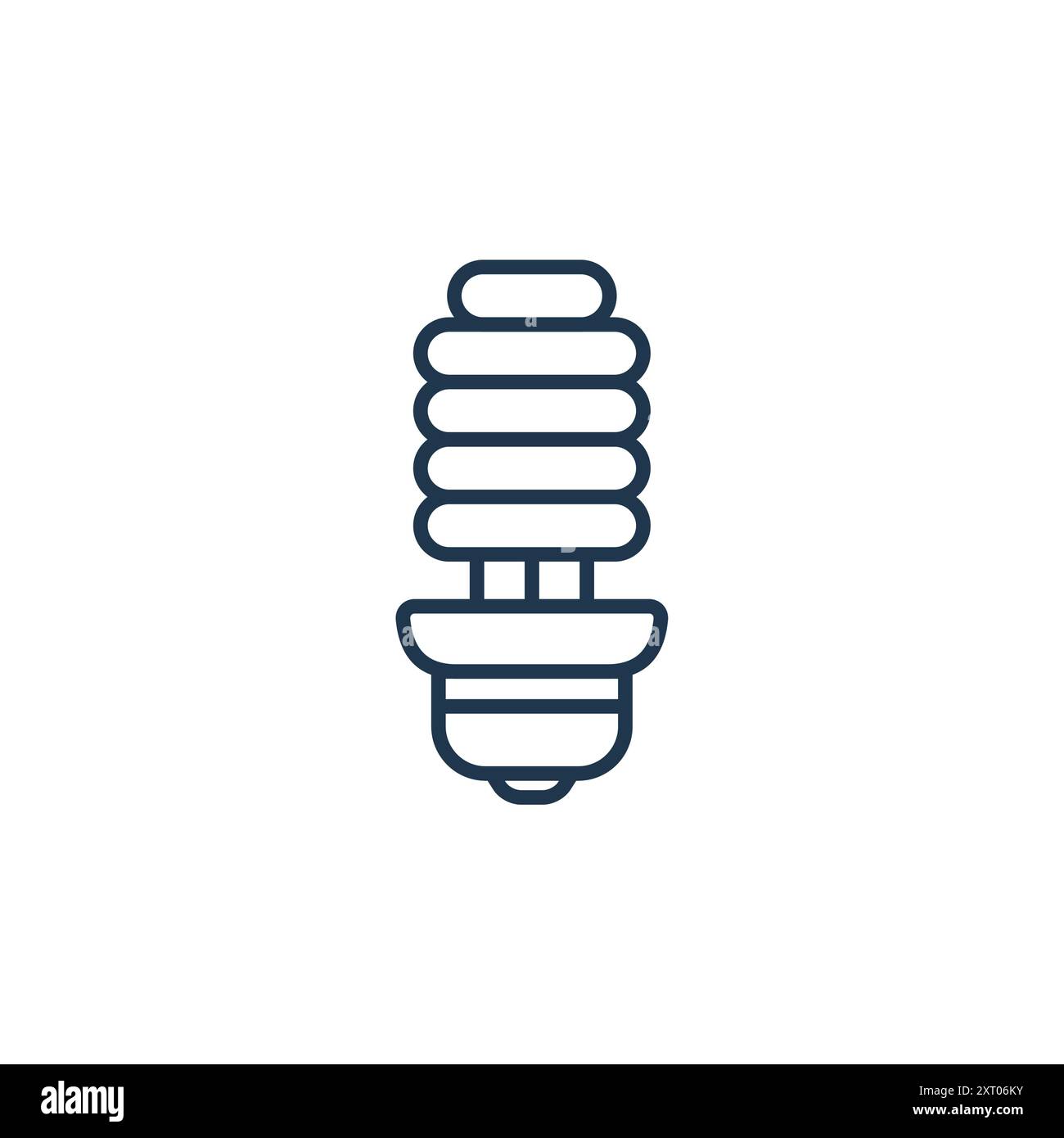 Symbol für Energiesparlampen. Einfache Strichkunst einer Energiesparlampe auf weißem Hintergrund. Stock Vektor